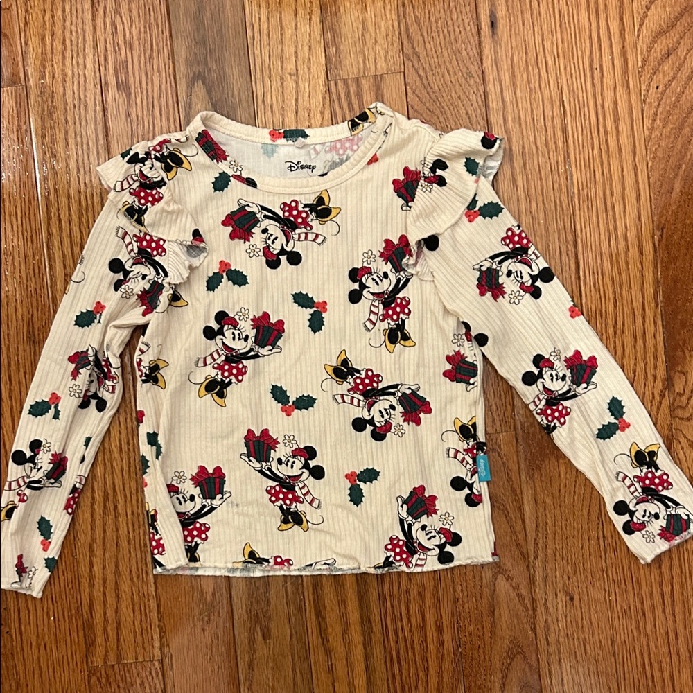 Posh Peanut x Disney Kids Minnie Mouse Beige Long Sleeve Tee-3/4T